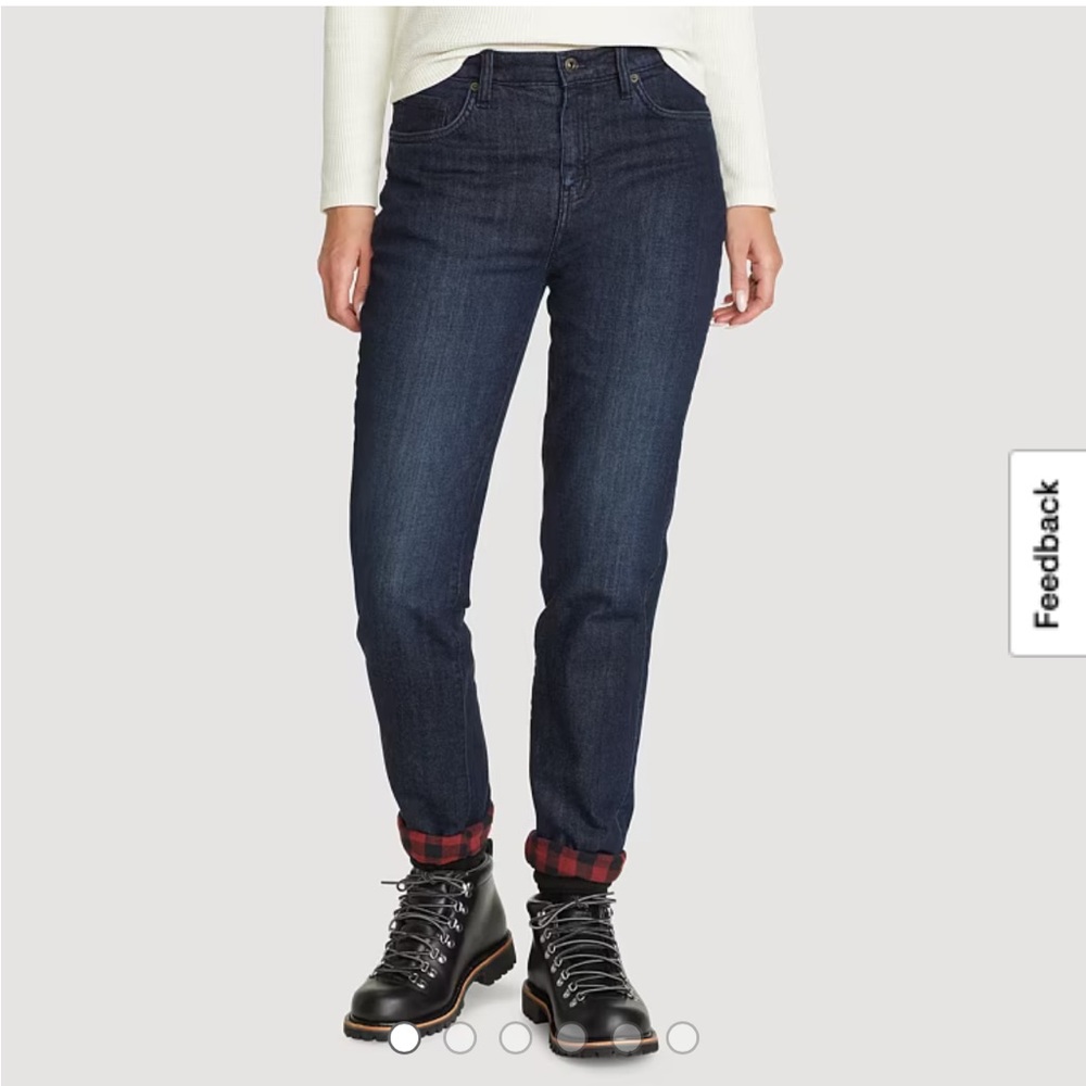 NWOT Eddie Bauer Women’s Boyfriend Flannel-Lined Jeans, 2P